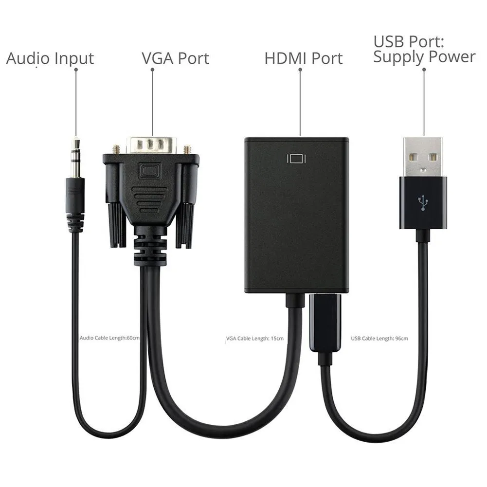 VGA to HDMI Converter with Audio Support