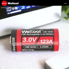 Weltool UB-123A 750mAh 3.0V USB Rechargeable Li-ion Battery