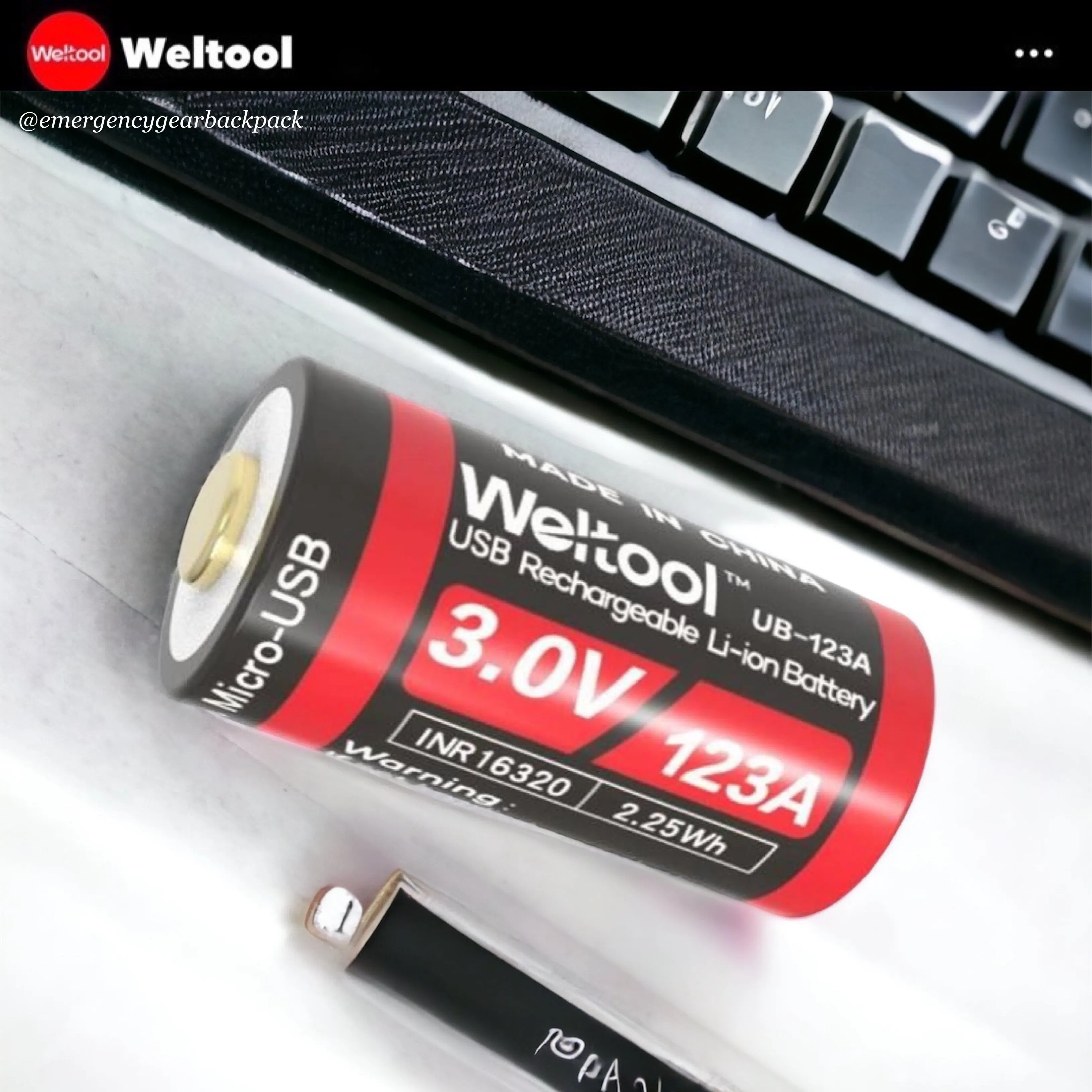 Weltool UB-123A 750mAh 3.0V USB Rechargeable Li-ion Battery