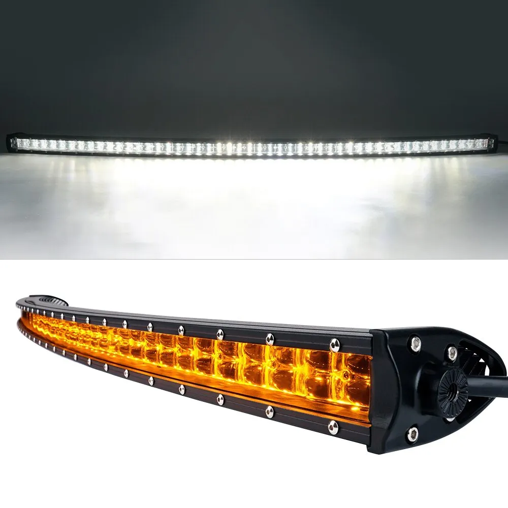 Xprite Sunrise Series Dual Row Flood Beam LED Light Bar with Amber Backlight