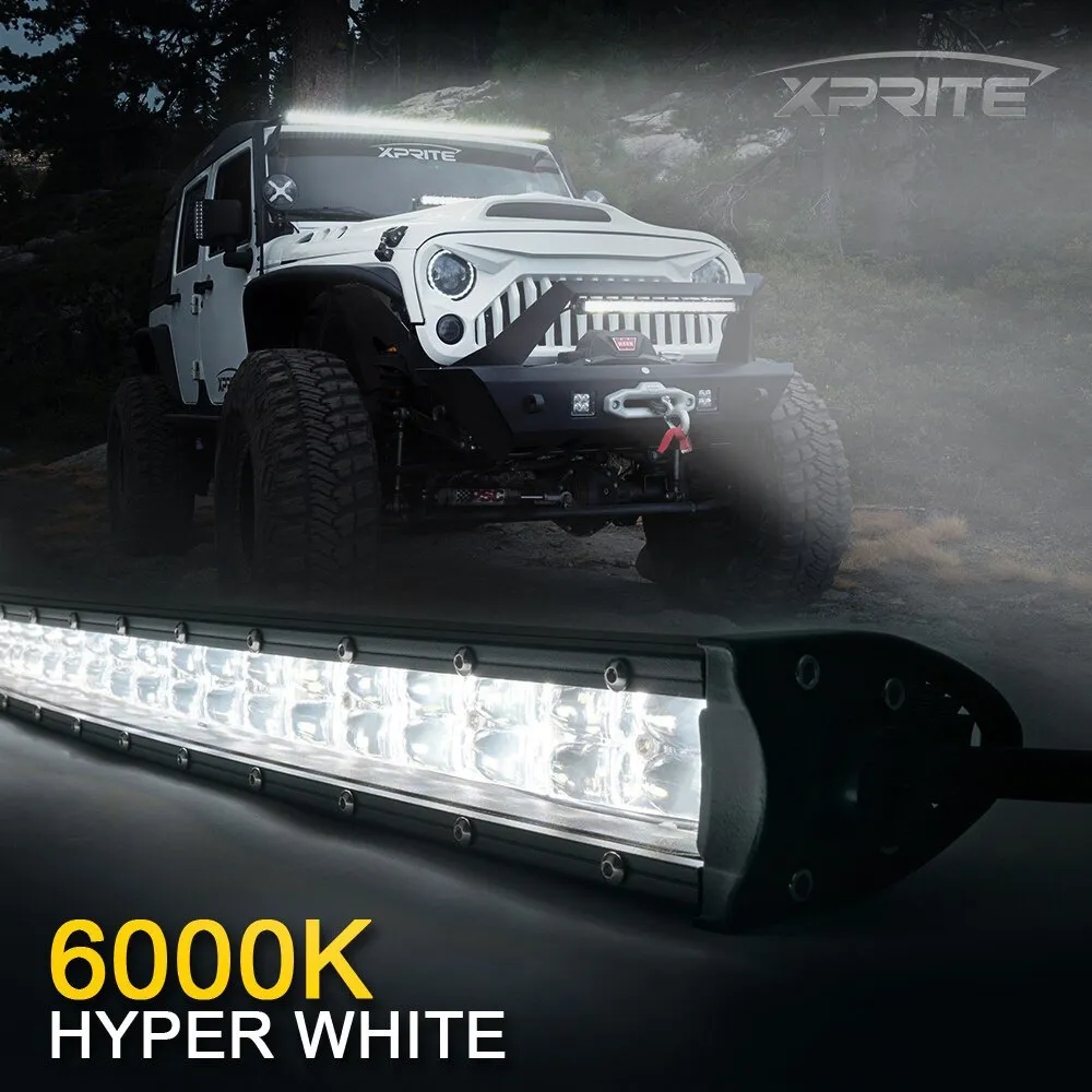 Xprite Sunrise Series Dual Row Flood Beam LED Light Bar with Amber Backlight