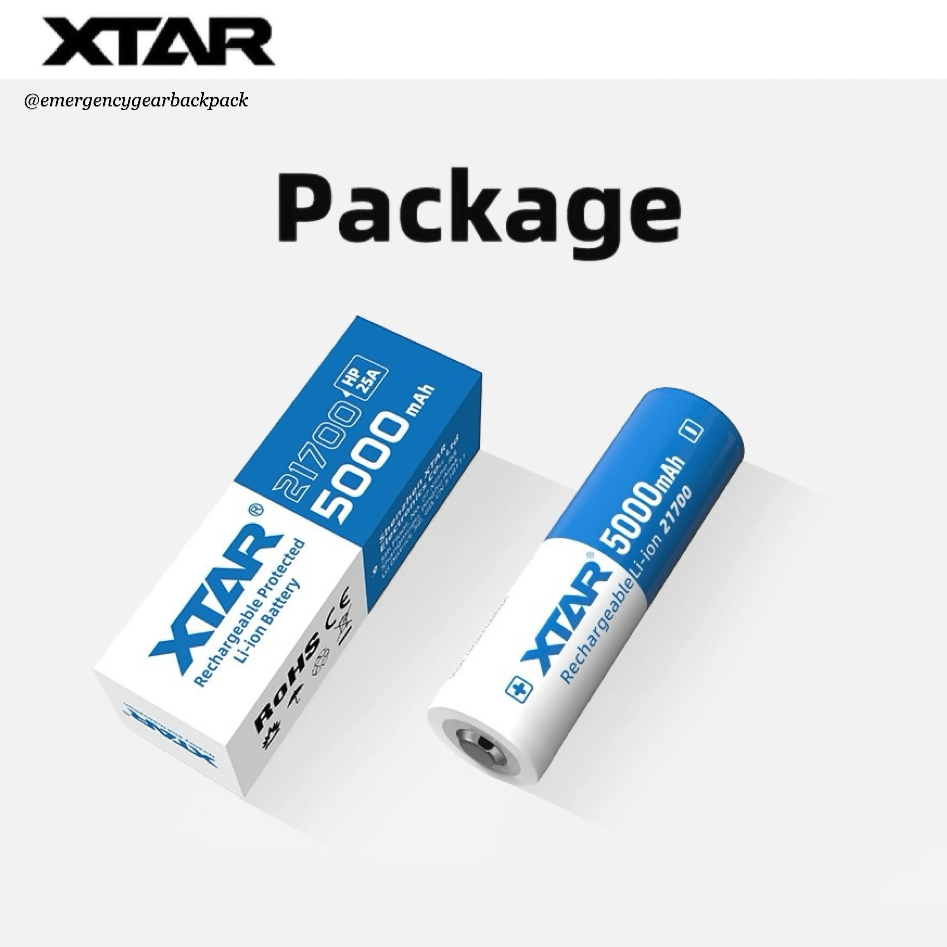 XTAR 21700HP 5000mAh 3.6V 25A Li-ion Rechargeable Battery