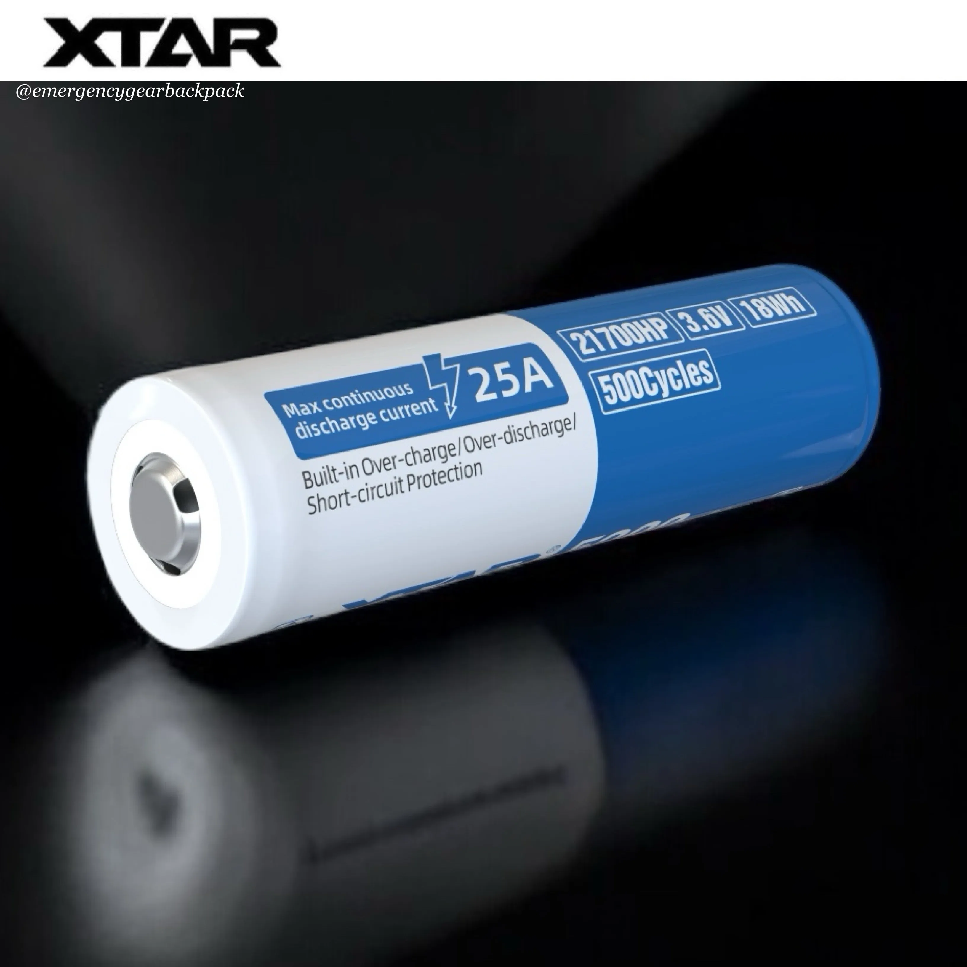 XTAR 21700HP 5000mAh 3.6V 25A Li-ion Rechargeable Battery