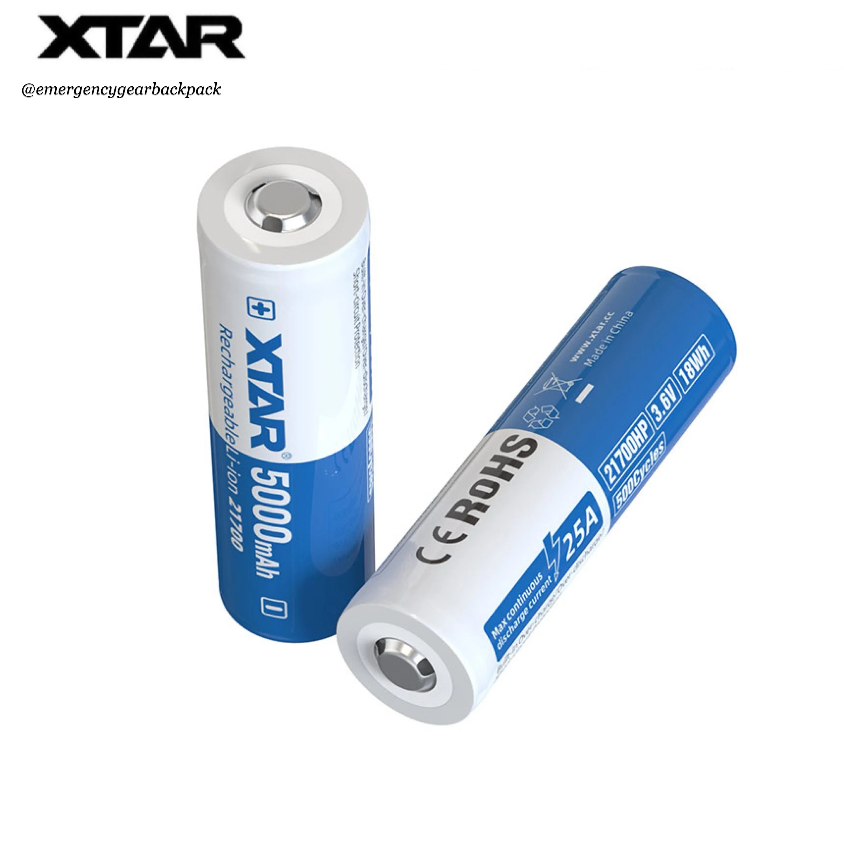XTAR 21700HP 5000mAh 3.6V 25A Li-ion Rechargeable Battery