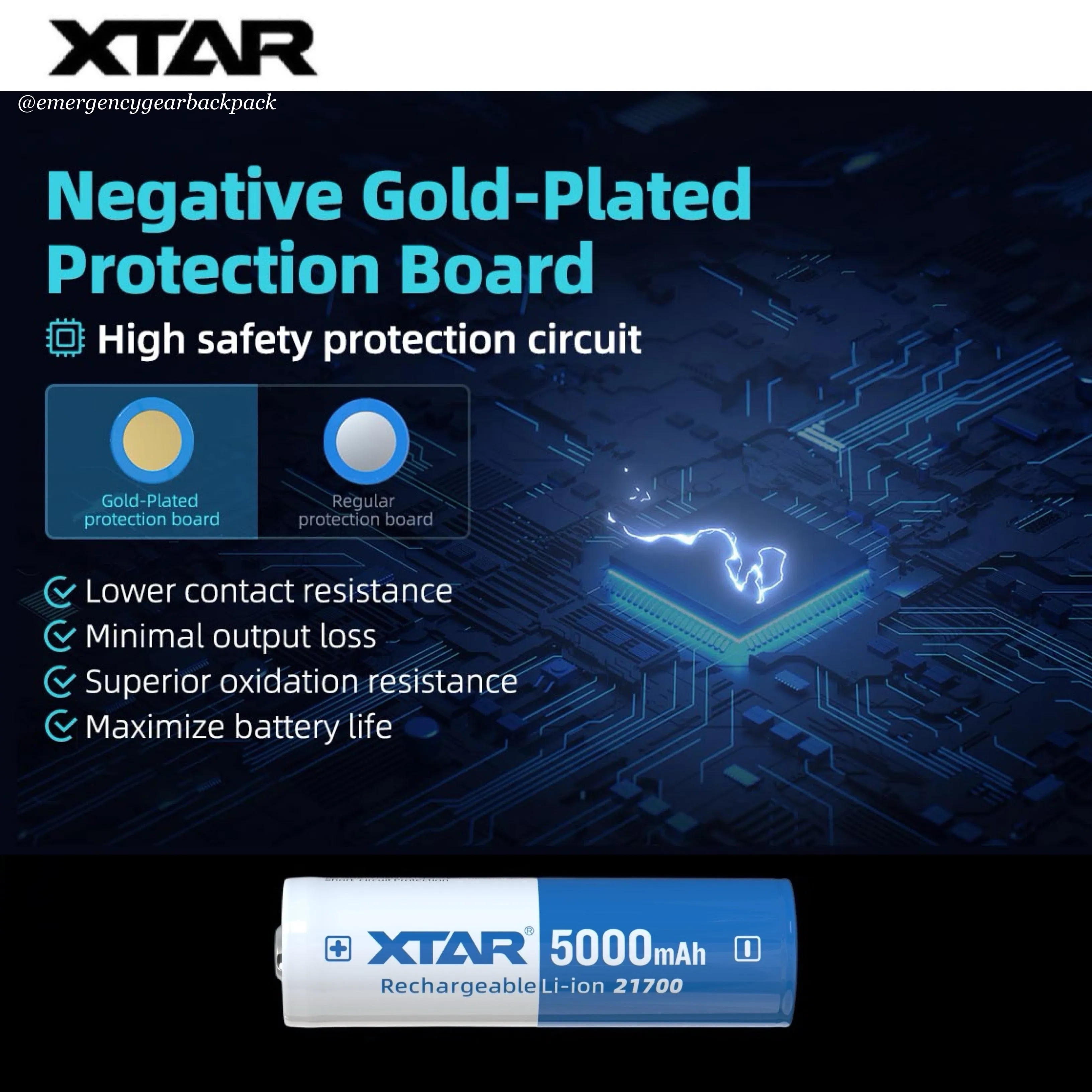 XTAR 21700HP 5000mAh 3.6V 25A Li-ion Rechargeable Battery